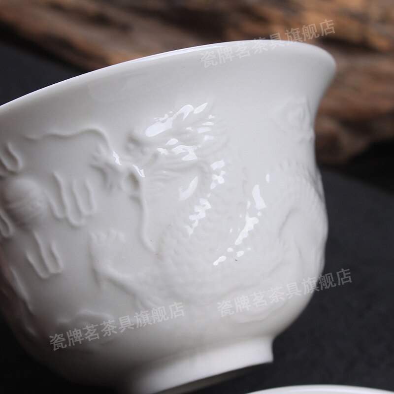 [storhet] relief drake vit porslin gaiwan 100ml kinesisk ceremoni gaiwan teterrin keramik