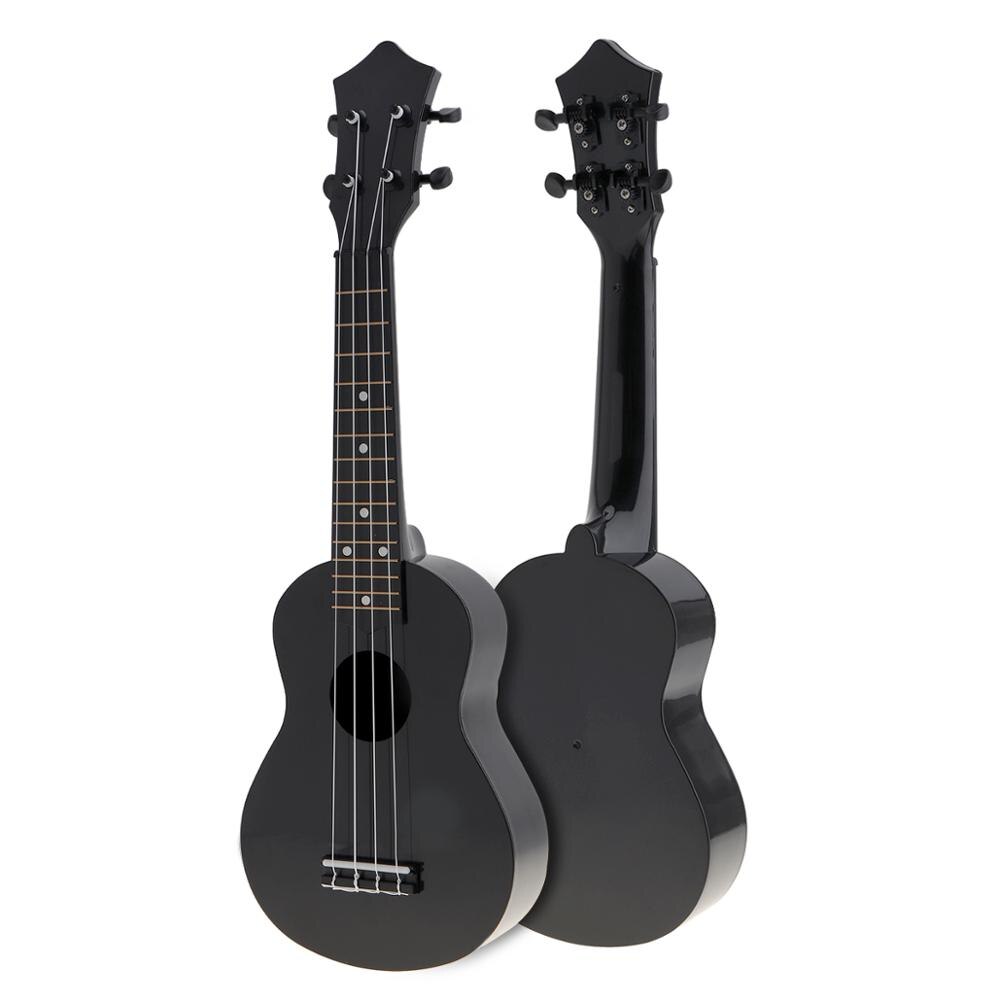 Ukelele acústico Soprano de plástico de 21 pulgadas, instrumento de 4 cuerdas, Guitarra Hawaiana para niños y principiantes en música: black