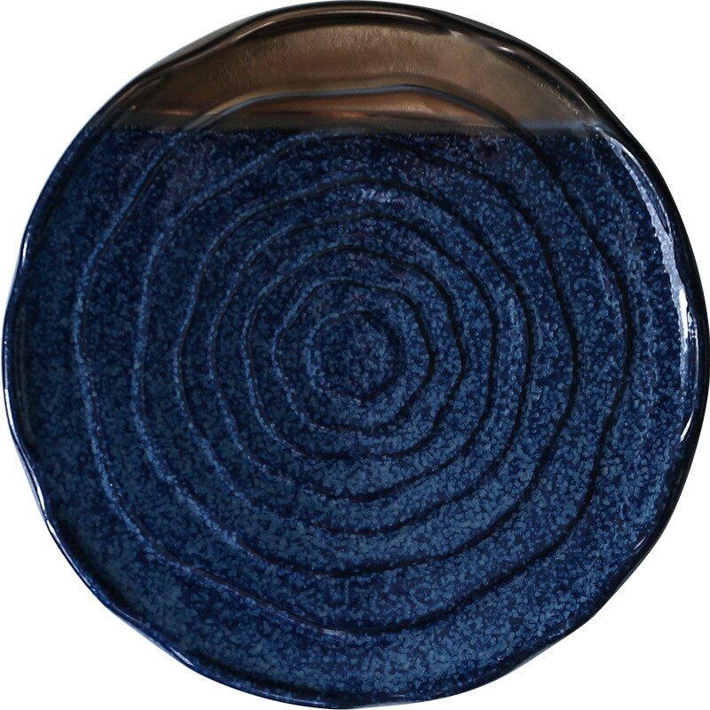 Keramische Platen Ronde Gerechten Diepe Blauw Japanse Stijl Servies Steak Plaat Keramische Schotel Plaat Ondiepe Plaat
