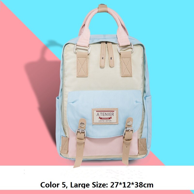 Mädchen-Rucksack aus Segeltuch mit Krapfen-motiv, schülerinnen-Rucksack in bonbonfarben, wasserdicht, schulrucksack, freizeit-reiserucksack, mochila feminina: Große 6