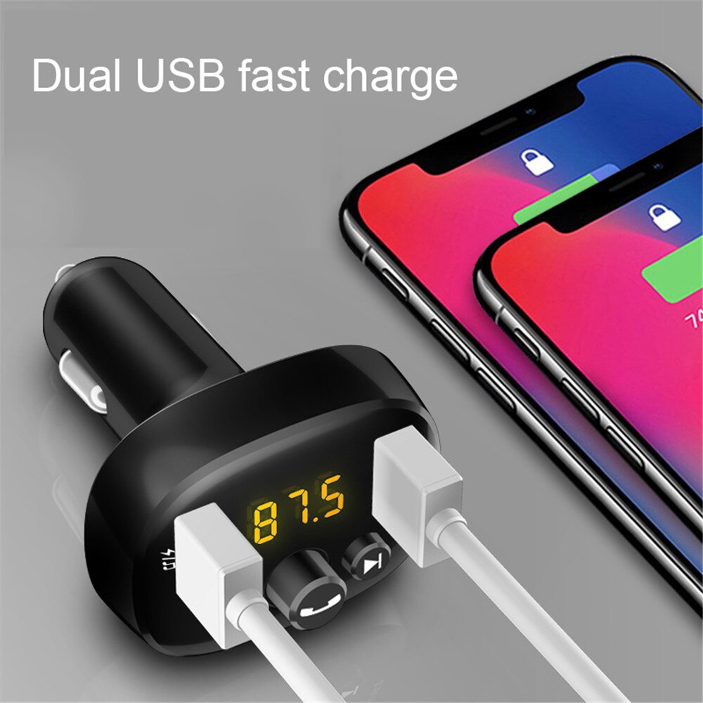 Kit de reproductor Mp3 para coche, manos libres, Bluetooth 5,0, transmisor Fm 3.1A, cargador rápido Usb Dual, compatible con disco U, modulador de música y reproducción de Fm