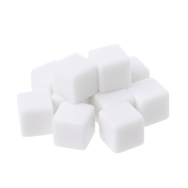 10 stuks  d6 dobbelstenen 12mm dobbelstenen zeskantige tafelspeldobbelstenen blanco voor rollenspelspeelgoed