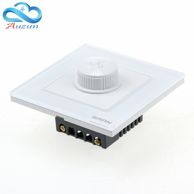 Muur speed reguleren fan switch 220 V gehard glas roestvrij stalen paneel type 86