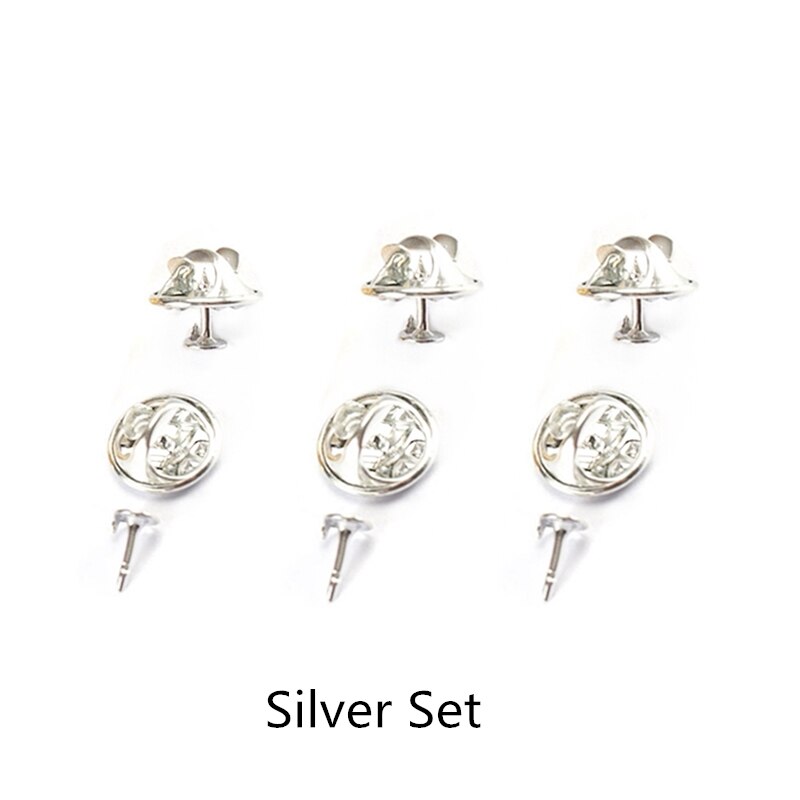 50 conjuntos oro plata Color Base mariposa broche Base soporte cobre Metal broche pines insignia soporte para hacer joyería Diy conclusiones: Silver Set