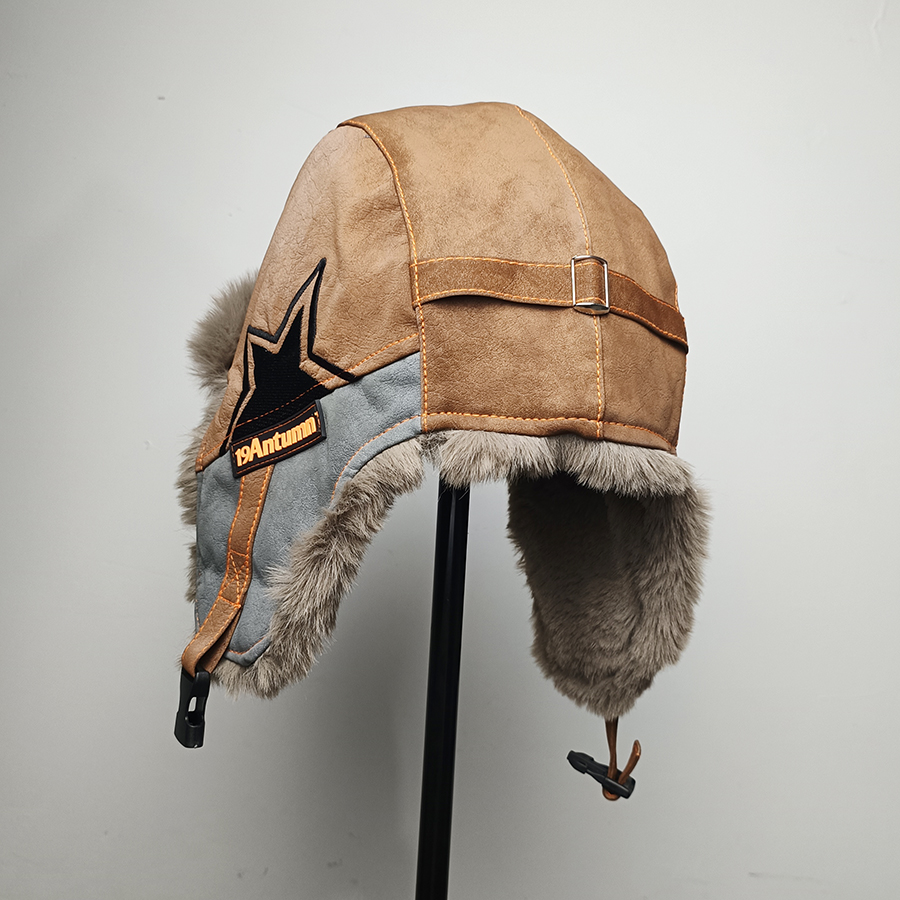 Half Star Thicken Faux Fur Earflap Hat Ushanka Bomber Unisex Winter Ski Ride Travel Casual Warm Cap Color Match