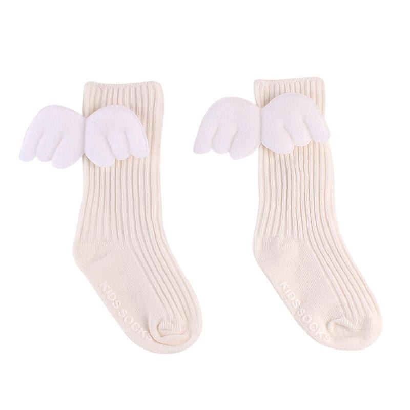 0-4Y Baumwolle Baby Mädchen Nette Knie Hohe Socken 3D Engel Kinder Kleinkind Candy Farbe Weichen Socke Kinder Beinlinge Calcetines