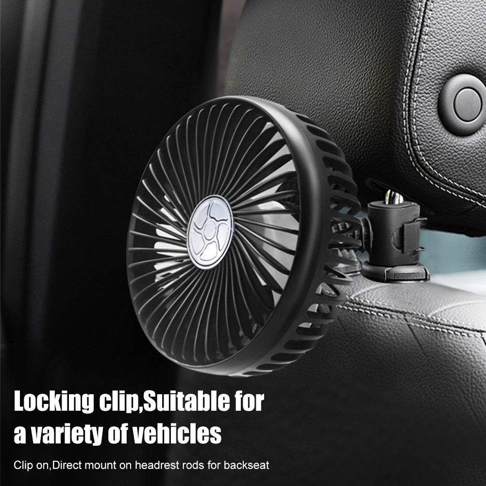 Ventilateur double tête de voiture 12V/24V, 3 vitesses réglables pour sièges avant et arrière, faible bruit, accessoires de voiture