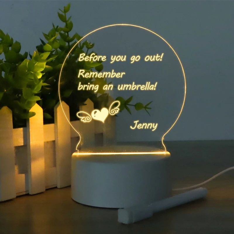 Led-skrivebord notesblok , 3d visuel skrivebordslampe, kæreste, håndlavet skrivebord dekorativ ornament akryl