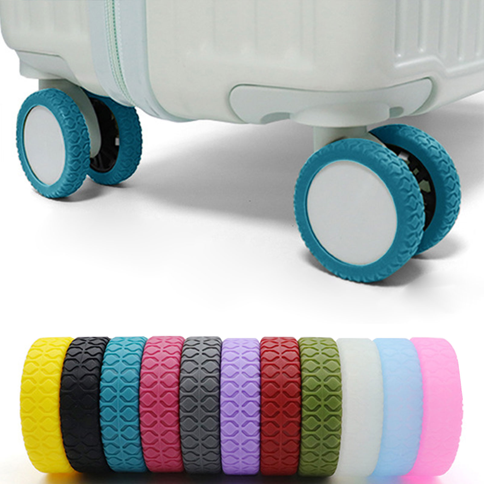 Protecteur de roues de bagages, petites pièces, housse de Protection en Silicone résistante à l'usure pour la plupart des roues Spinners