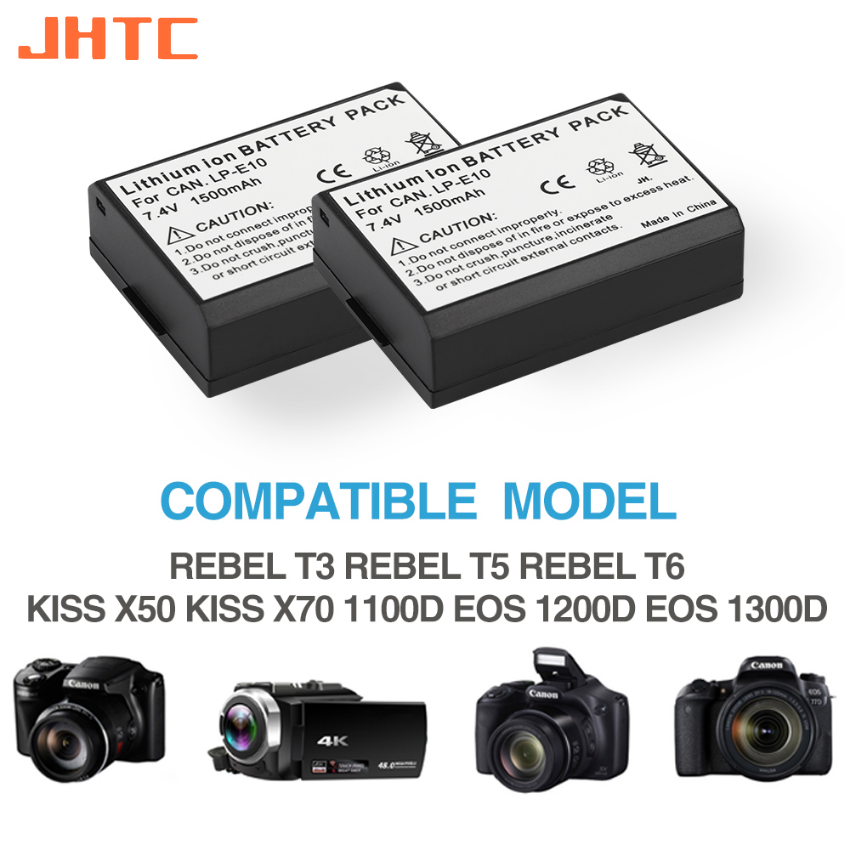 Cargador de batería JHTC LP E10 para cámara Digital Canon LP E10 batería para EOS Rebel T3 T5 T6 T7 Kiss X50 X70 EOS 1100D 1200D 1300D