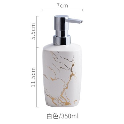 Marmer Keramiek Badkamer Set 5Pcs Zeepdispenser/Tandenborstel Houder/Tumbler/Zeepbakje Lade Badkamer Decoratie accessoires: White soap bottle