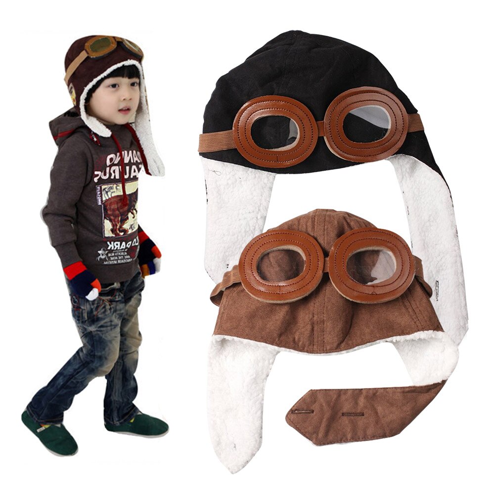 Baby tumling dreng pige bomber hatte børn pilot kasket fleece varme hatte øreklap hue  -mx8