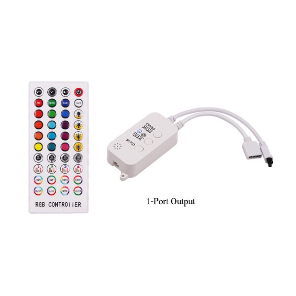Bluetooth LED Controller Wireless APP Remote 40 Keys 6A Smart Connection Switch 3CH X 2A Dimmer for RGB LED Strip Lights 12-24V: 1-Port Output