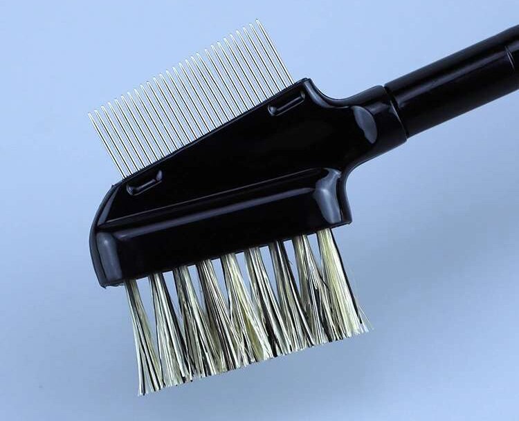 1 brocha de maquillaje para cejas, peine de pestañas de acero inoxidable, brochas de maquillaje para pestañas, 2 lados, herramientas cosméticas de belleza para el cuidado múltiple