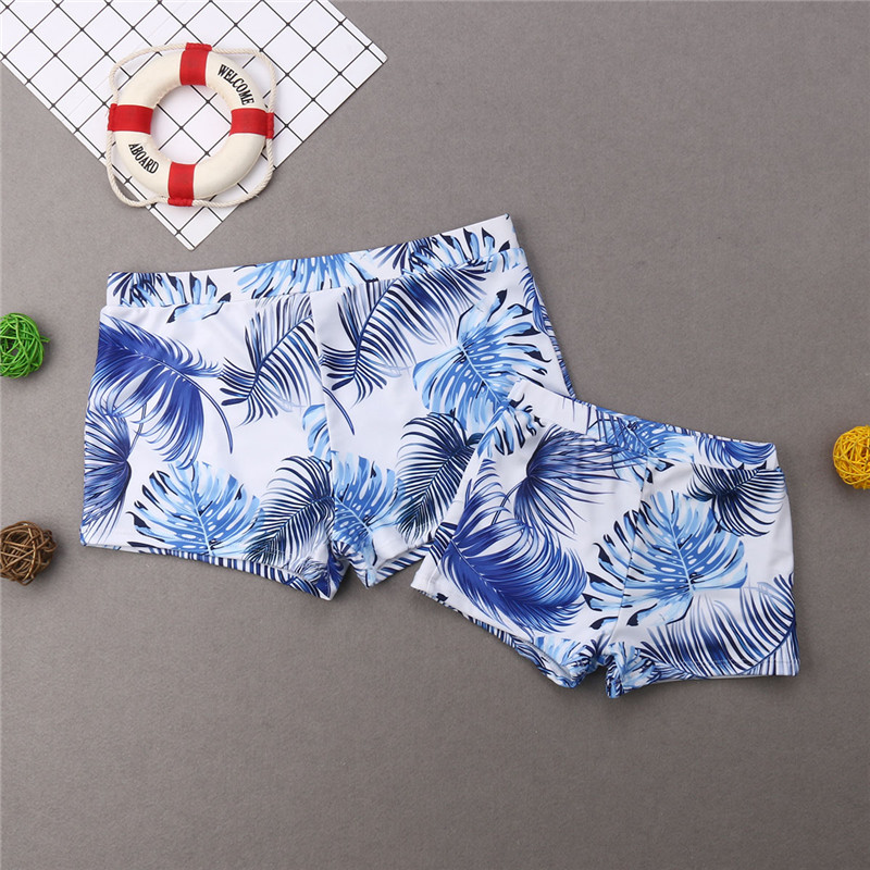 Sommer familie matchende badetøj forældre børn badedragt kvinder piger off shoulder bikini mænd drenge blade trunks badedragt