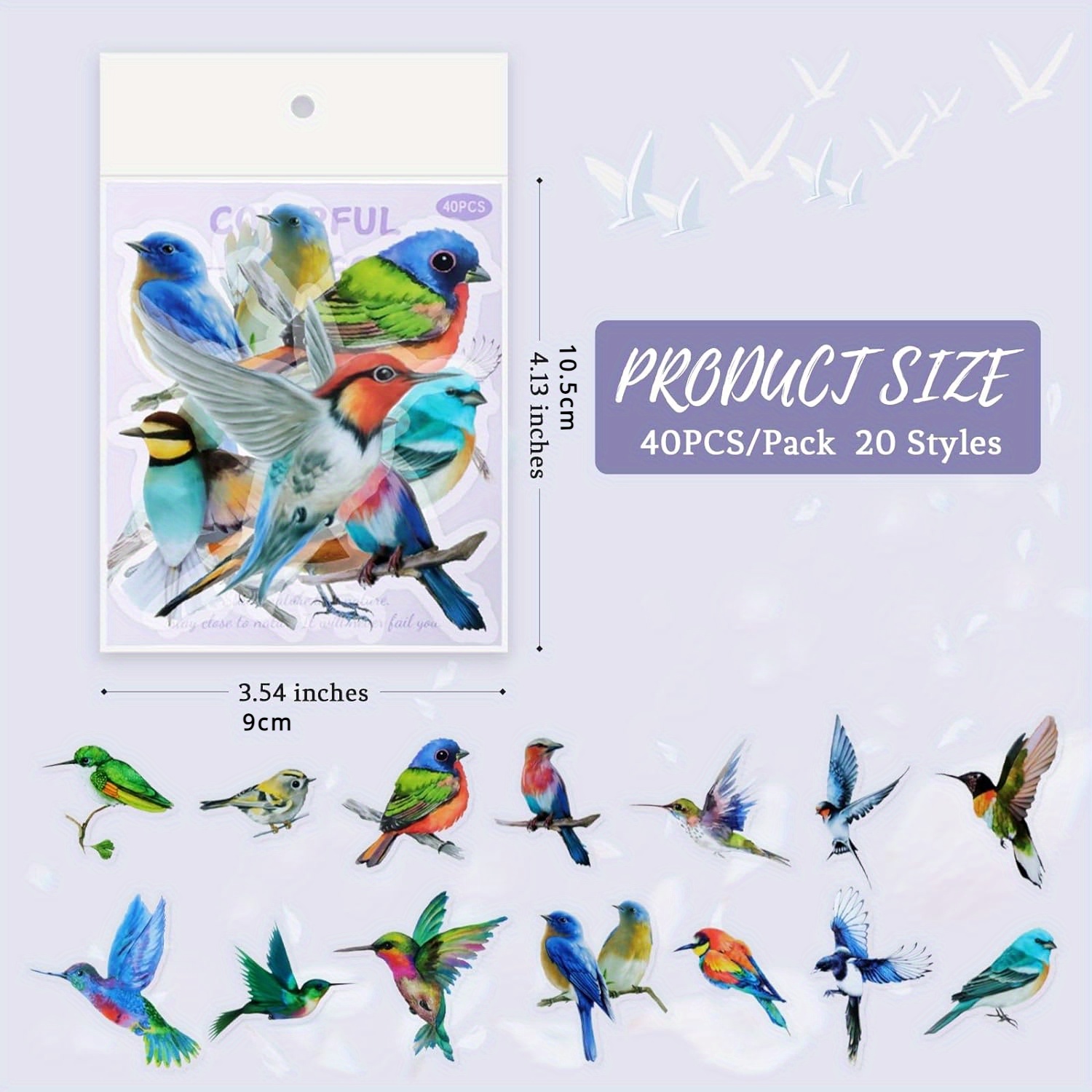 40PCS Bird Stickers, Scrapbook Bird Stickers Waterproof for Journal Laptop Water Bottle Cell Phone Cases Aesthetic Crafts