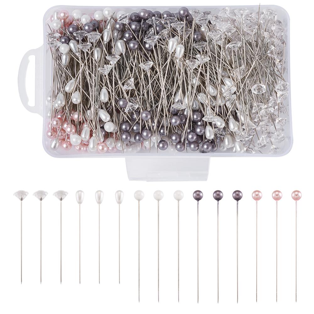 Conjunto de alfileres de cabeza de bola de latón, oro rosa, alfileres con ojetes, alfileres de cabeza plana, accesorios para abalorios, collar artesanal, pendientes, fabricación de joyas, 300: Iron Sewing Pin