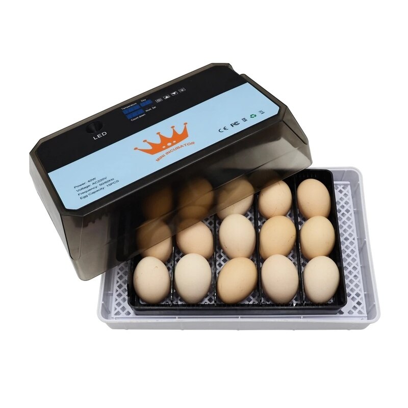 Automatisk mini æg inkubator brooder intelligent digital æg vender inkubatorer 15 æg klækket til kylling fjerkræ