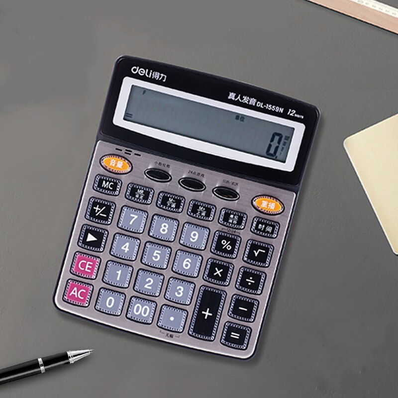 Large Office Financial Calculator Human voice office crystal big button Screen Calculator Finance calculadoras small calculator