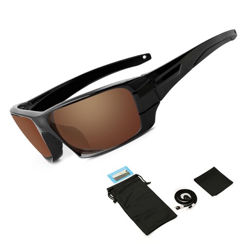 6 Lenses Polarized Fishing Sunglasses Camouflage Frame Sport Sun Glasses Fishing Eyewear Oculos De Sol Masculino UV 400: Brown Lenses Bag