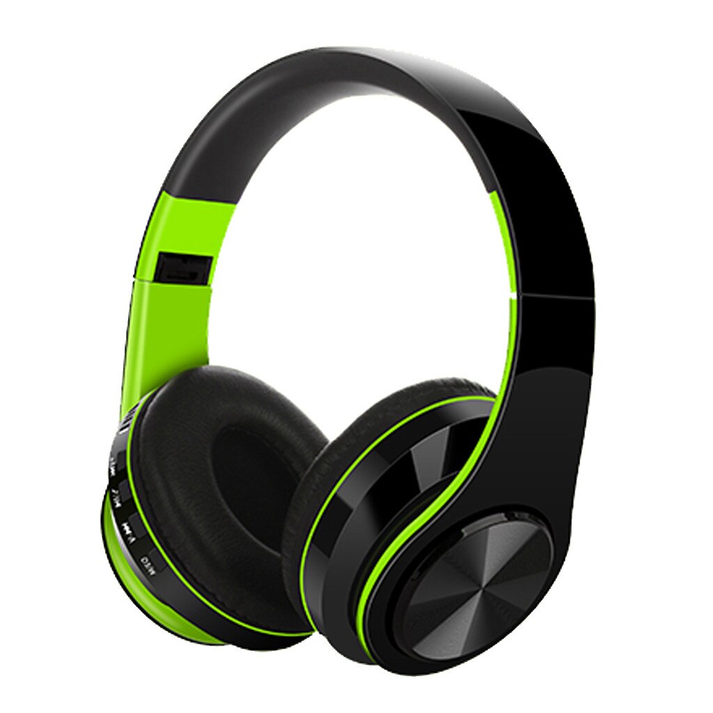 Sport Earphones for Video call gamer hi fi wireless headphones for Common Headphone Microphone headset Foldable For phone laptop: Green