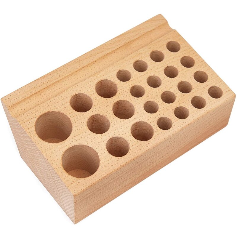 24 Gaten Leer Werken Gereedschaphouder, Houten Leathercraft Tool Rack Stand Organizer, Voor Maken Punch Gereedschap Opslag: Default Title