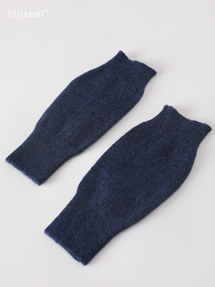 Verkoop Echt Fijne Schapen Wol Gezellige Mitt Blootgesteld Vinger Vrouwen Winter Herfst Gebreide Vingerloze Werkhandschoenen Pols Wanten Driver