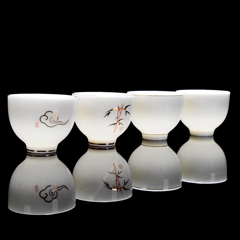 Witte porseleinen theekop, traditioneel chinees patroon, theekopje, theekom voor puer kung fu theeservies accessoires, theeservies en drinkgerei