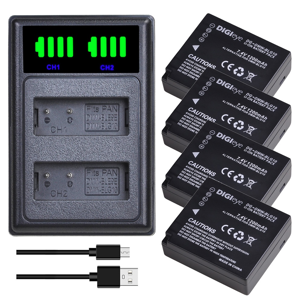 Batterijen + Led Lader Set Voor DMW-BLG10 BLG10E BLG10PP En Panasonic Lumix GF5 GF6 GX7 GX9 GX80 GX85 ZS200 LX100 camera &#39;S