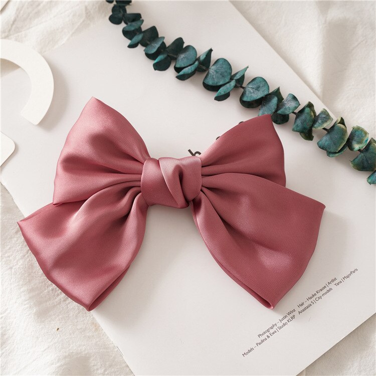 Solid Color Bow Women Silk Scrunchie Vintage Cross... – Grandado