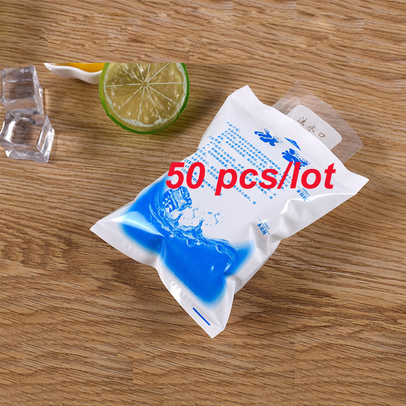 Sanne 20 Stks/partij 400Ml Herbruikbare Ice Bag Thermische Cooling Zakken Geïsoleerde Koude Ice Pack Koeltas Voor Voedsel Verse voedsel Ijs Zak CB101: 50pcs  400ML