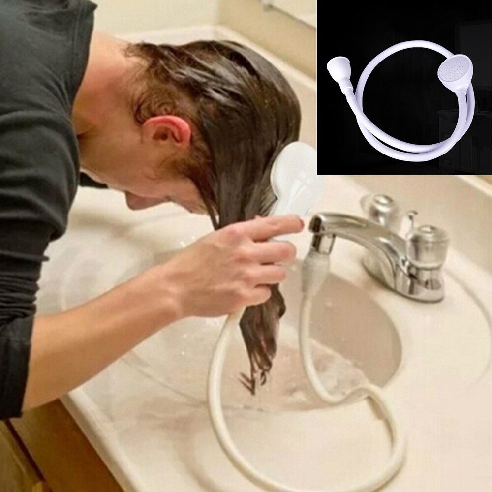Alargador portátil blanco de 1,2 M-1,3 M, grifo de ducha, cabezal de ducha para lavabo, manguera, fregadero, lavado de pelo, grifo ancho individual, n. ° 35