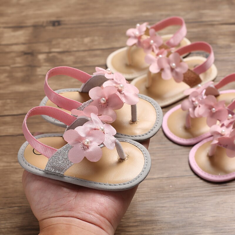 Newborn Infant Baby Girls Flower Sandles Prewalker Shoes