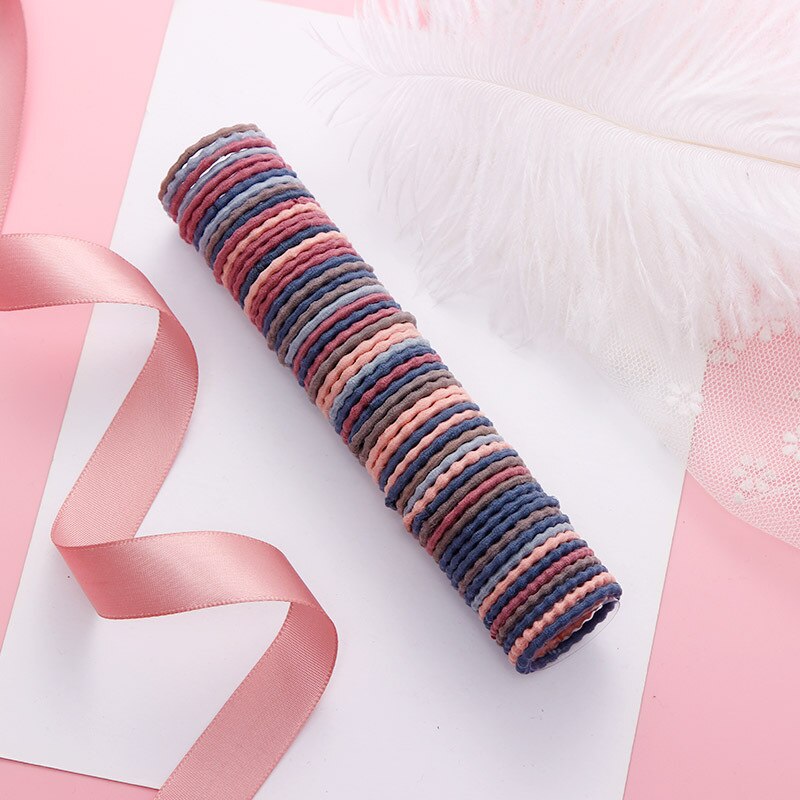 LEDAO 50 unids/paquete de bonitas bandas de goma elásticas para niños, bandas para el pelo de 3cm de colores para niñas, accesorios para el pelo para accesorio para el pelo: 4