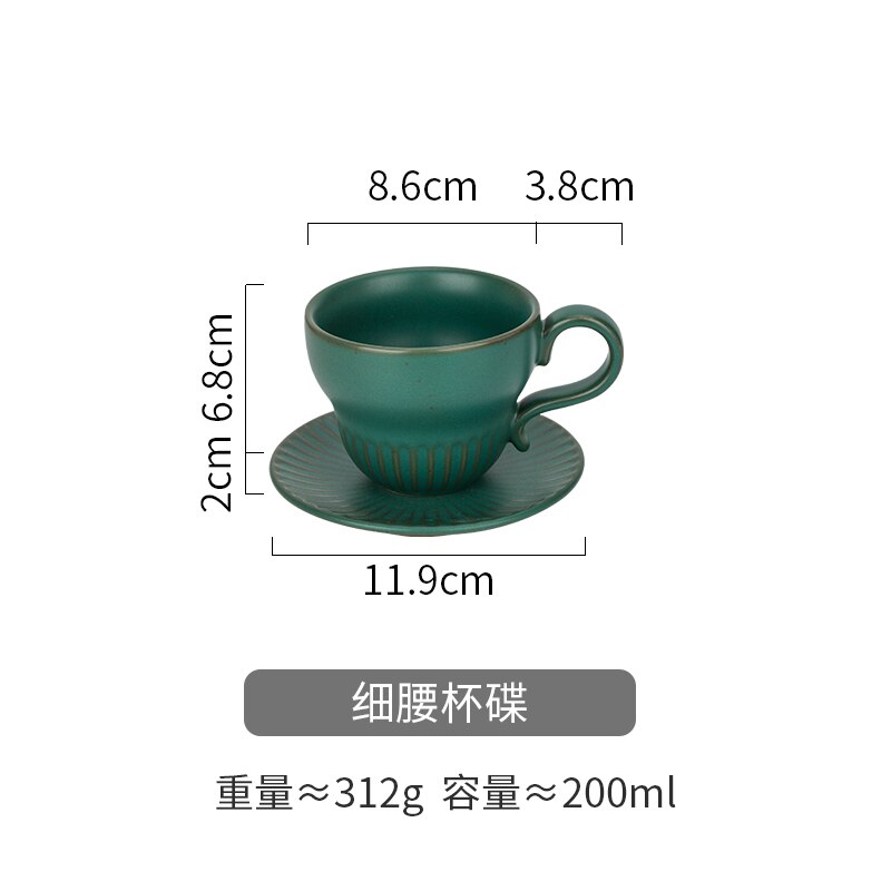 Europæisk vintage kaffekop sæt grøn luksus håndtag porcelæn te kopper kahve fincan takimlari hjem drinkware  ea6 byd: Sæt 1