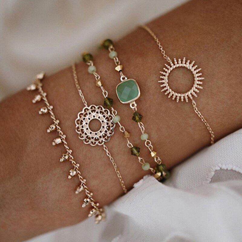 Europese En Amerikaanse Armband Sets Mode Ol Geometrische Ot Gesp Veelzijdige Hand Ornament Accessoires Vrouw Sieraden Vrouwelijke: Antique Copper Plated
