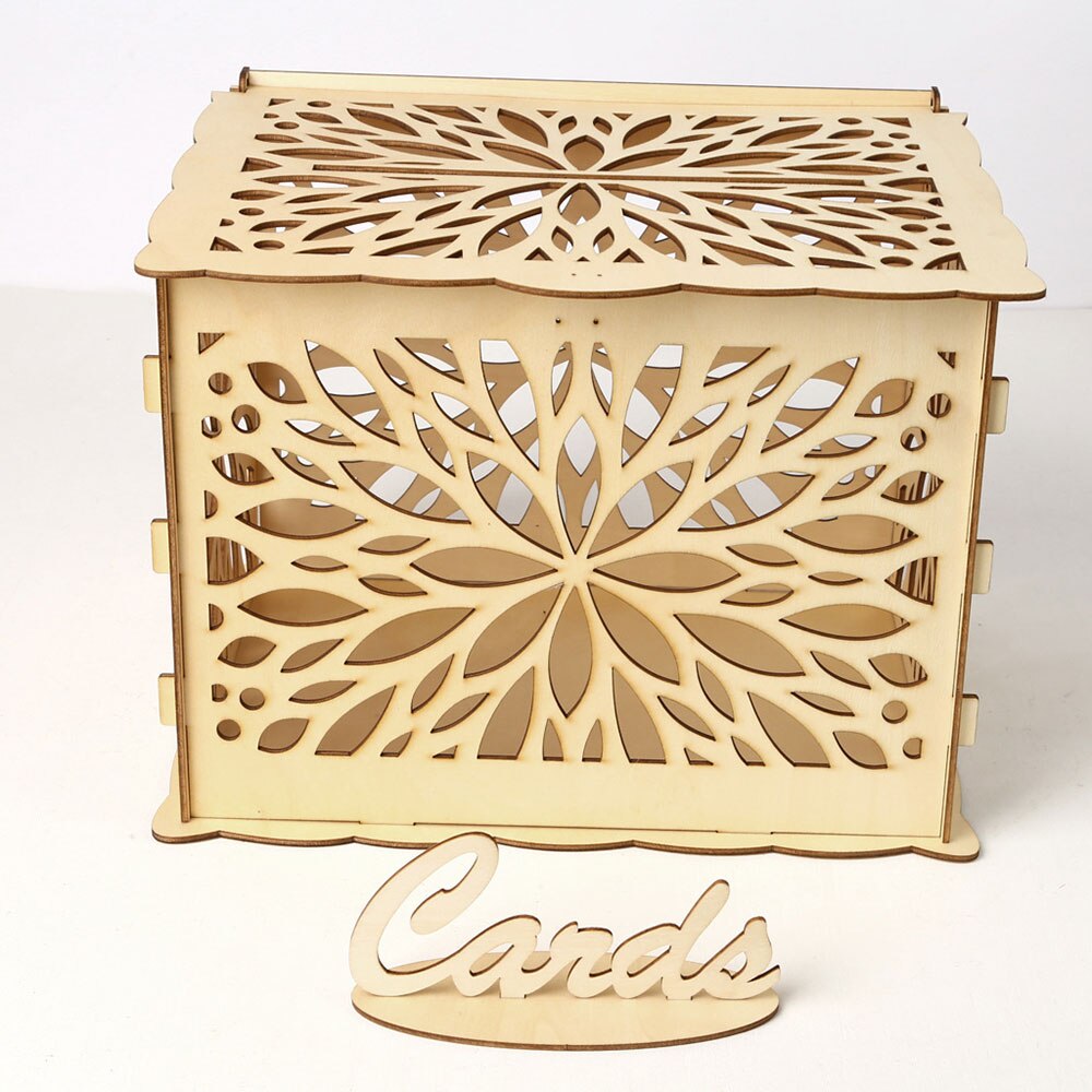 Wedding Card Boxes Wooden Box Wedding Supplies DIY Couple Deer Bird Flower Pattern Grid Business Card Wooden Box: JM01371 big