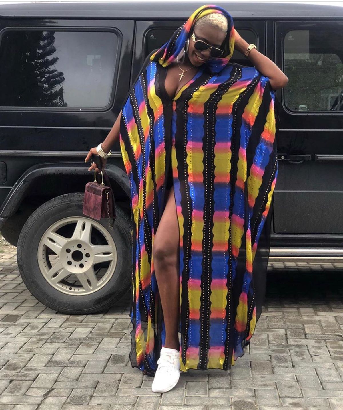 Women Dashiki African Stripe Print Maxi Dress Loose Cloak Chiffon Party Nigeria Clothes Kaftan Robe Muslim Abaya Hijab Dress