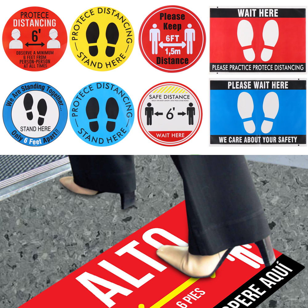 Vinyl Keep Your Distance Sticker Rectangle/Round Self-adhesive Sticker Driving/ School/ Instructor Safety Warning Floor Decal