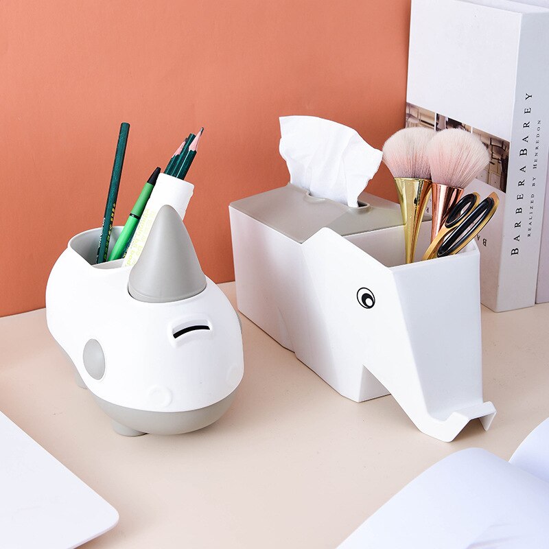 Multifunctional Elephant Tissue Box Cute Rhinoceros Shape Napkin Boxes Modern Toilet Paper Holder
