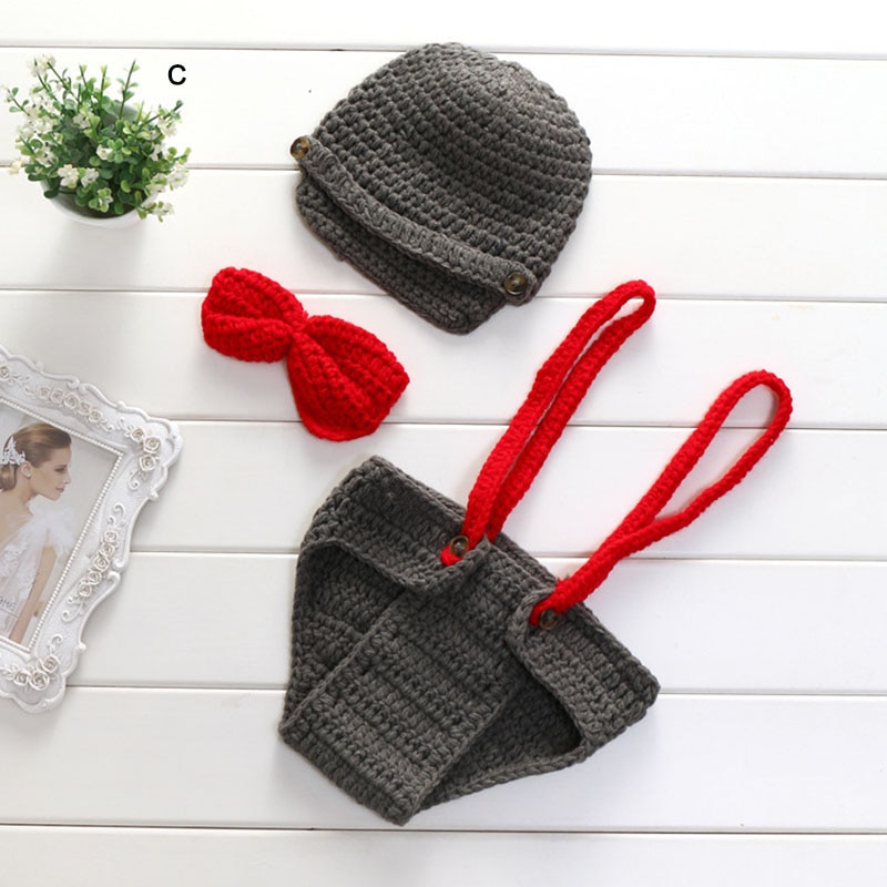 bambino appena nato Fotografia oggetti di scena Bretella BowTie Intelligente Ingegnere Shap 3 Pezzo impostato Vestito infantile Vestiti Foto Accessori: C