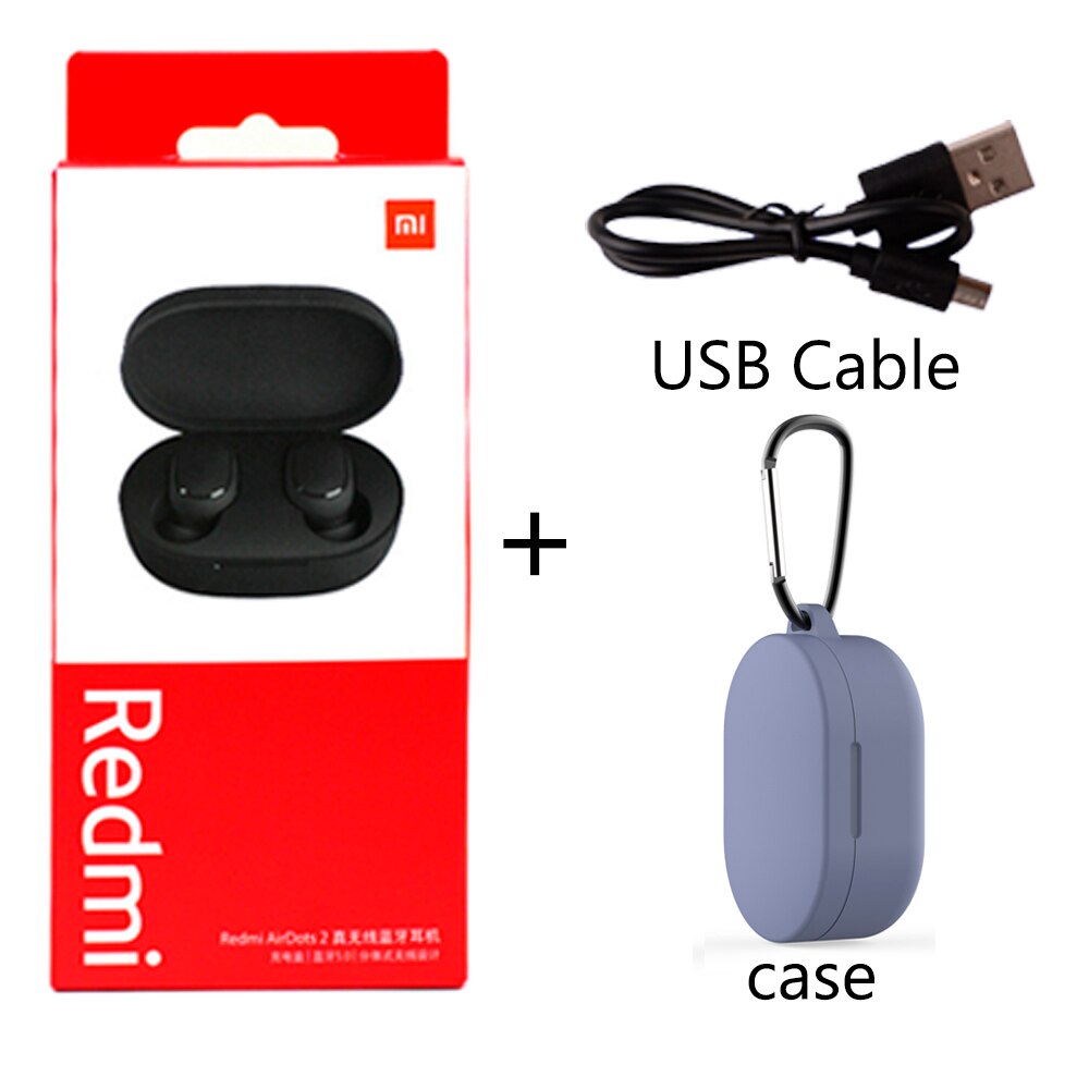 Original xiaomi redmi airdots 2 sem fio bluetooth 5.0 tws fone de ouvido para a esquerda direita modo baixo lag: add purple case