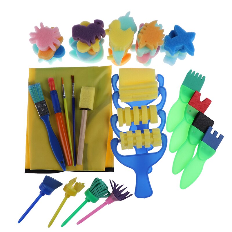 48 Stks/set Bloem Stempel Spons Borstel Set Postzegels Speelgoed Art Supplies Voor Kids Diy Schilderen Gereedschap