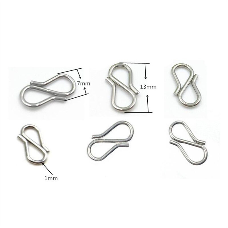 20 sztuk ze stali nierdzewnej S W kształt naszyjnik Diy zapięcie haki 13x7mm 11X13mm złoty kolor koniec zapięcie na bransoletkę tworzenia biżuterii znalezienie: Silver 7x13mm