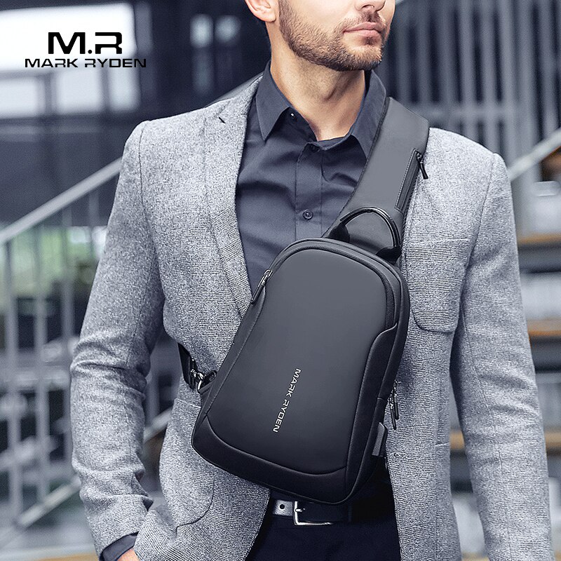 Mark ryden multifunctionele crossbody herentas waterdicht usb-oplaadbaar borstpak korte reistas schoudertas