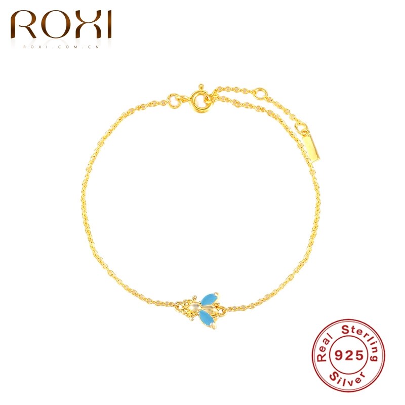 Roxi Mooie Kleurrijke Bee Armband Voor Vrouwen 925 Sterling Zilveren Vrouwen 18K Sleutelbeen Armband Bedels Armbanden Pulseiras Feminina