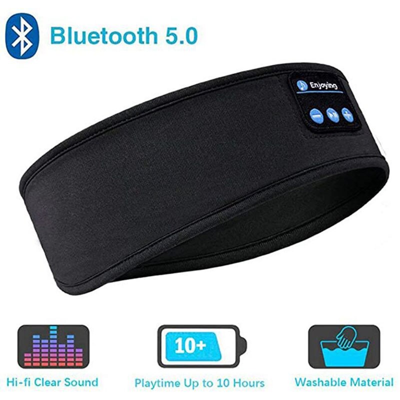 Originele Bluetooth Hoofdband Draadloze Hoofdtelefoon Oogmasker Bluetooth Koptelefoon Sleep Hoofdband Elastische Muziek Draadloze Koptelefoon: Black Headband