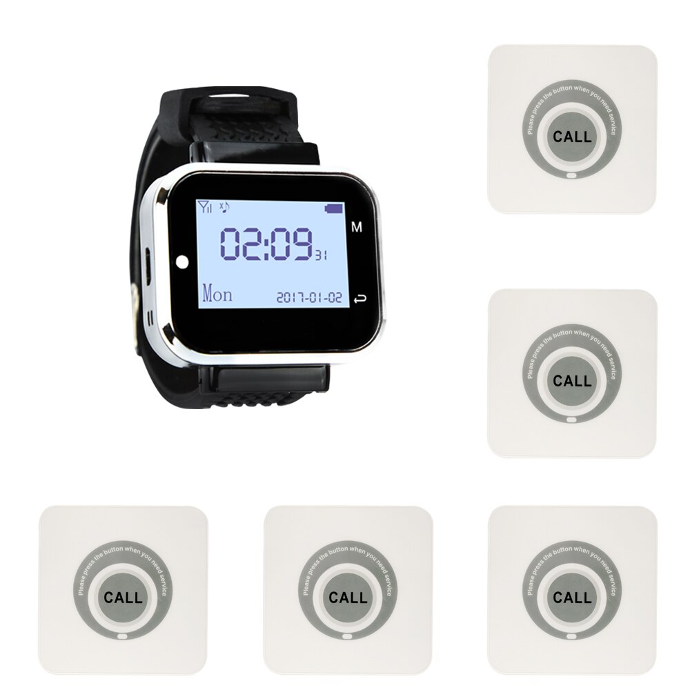JINGLE BELLS Watch Receiver Wireless Touch Screen Service Call Bells Button Pager Wireless Restaurant Guest Calling Systems