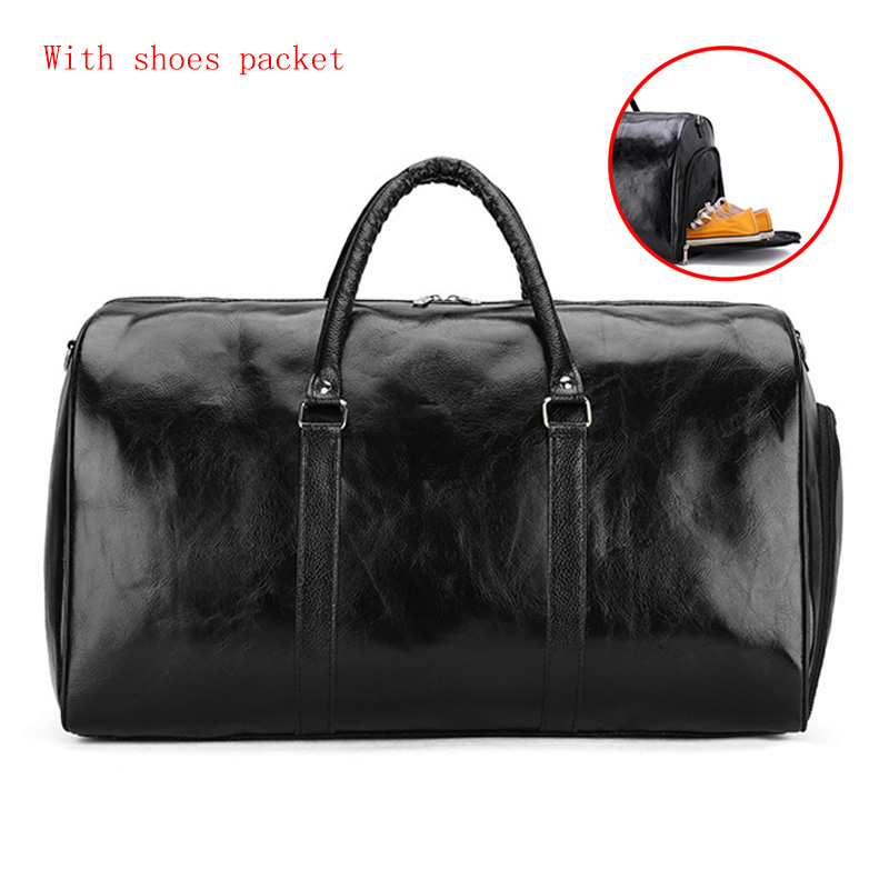 Borsa da viaggio ad alta capacità bagaglio Unisex per il tempo libero Fitness borsa da Weekend valigia da lavoro borse da viaggio in pelle morbida borse a tracolla: Size 2 Black