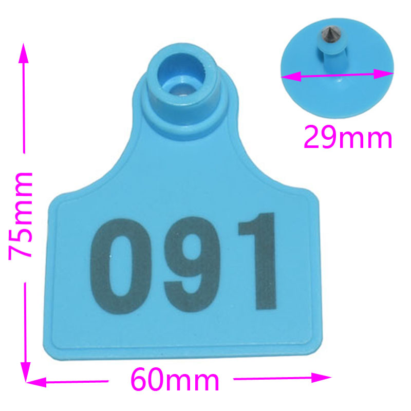 100 Sets Livestock Cow Cattle TPU Ear Tag Signs With Word Ear Tags Typing Copper Head Earrings Farm Animal Identification Card: Blue